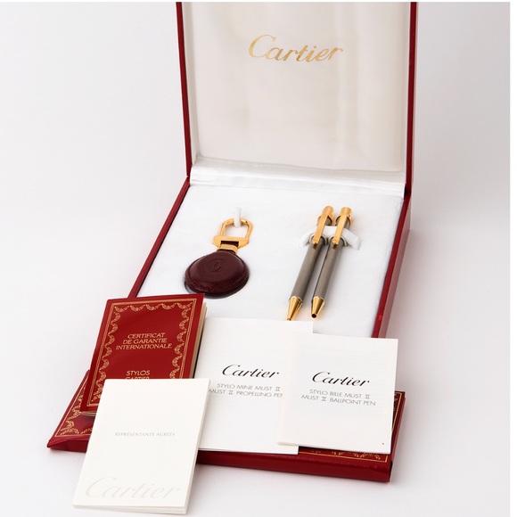 Cartier Other - Vintage Must de Cartier Stainless Steel Pen, Pencil & Key Chain Set W Box
